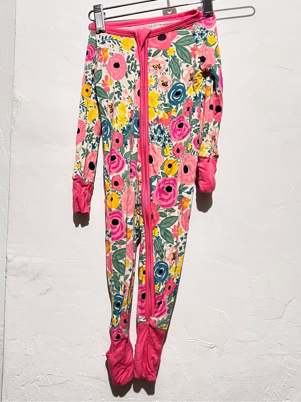 Little Sleepies Pink Floral Zip-Up Footed Pajama